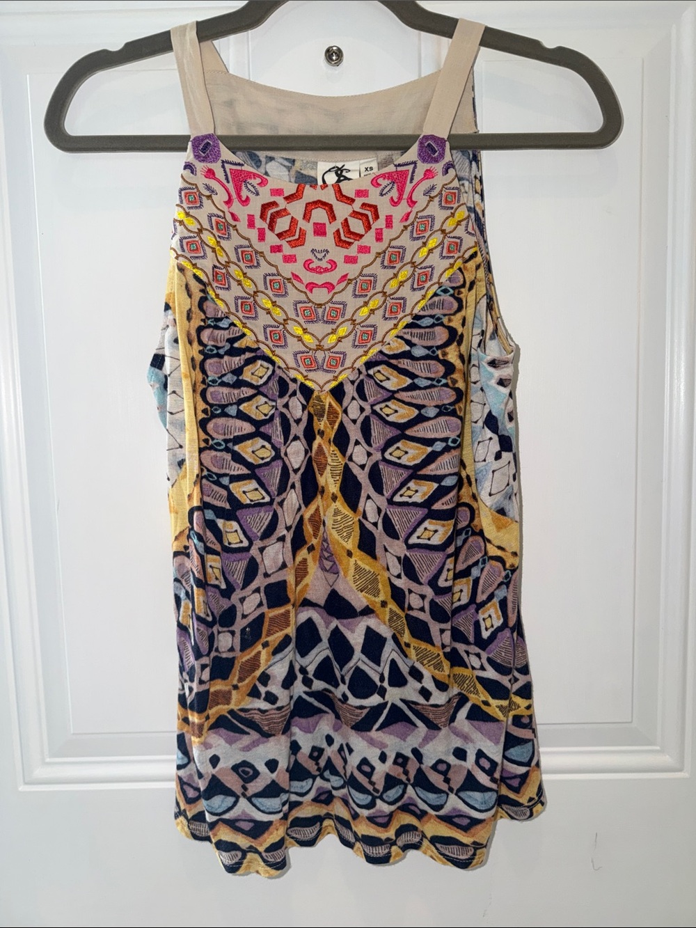 Anthropologie Boho Print Sleeveless Top in Multicolor